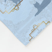 Elegant Art Deco Cats - Blue フリースブランケット (角)