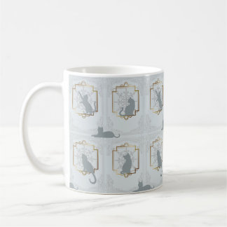 Elegant Art Deco Cats - Light Gray コーヒーマグカップ