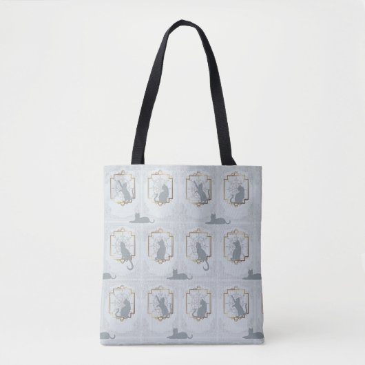 Elegant Art Deco Cats - Light Gray トートバッグ (正面)