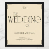 Elegant Art Deco Cream Black Old Money Style ワインラベル (シングルラベル)