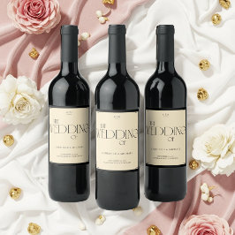 Elegant Art Deco Cream Black Old Money Style ワインラベル