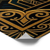 Elegant Art Deco Crow Silhouette Gold & Black ポスター (角)