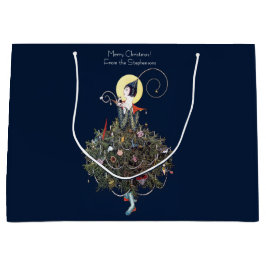 Elegant Art Deco Fashion Christmas Tree Retro ラージペーパーバッグ