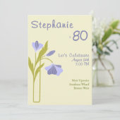 Elegant Art Deco Floral Lavender 80th Birthday  招待状 (スタンド正面)