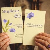 Elegant Art Deco Floral Lavender 80th Birthday  招待状