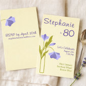 Elegant Art Deco Floral Lavender 80th Birthday  招待状