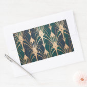 Elegant Art Deco Gold and Emerald Green Pattern  長方形シール (封筒)