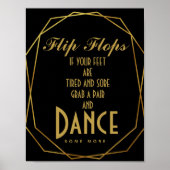 Elegant art deco Gold & Black flip flops ポスター (正面)