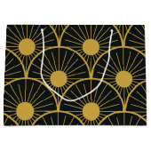 Elegant Art Deco Gold Sun Pattern on Black  ラージペーパーバッグ (正面)