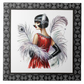 Elegant Art Deco lady  タイル (正面)