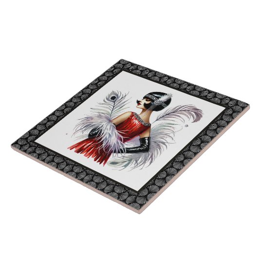 Elegant Art Deco lady  タイル (側面)