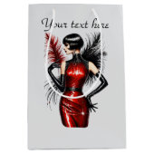 Elegant Art Deco Lady customizable  ミディアムペーパーバッグ (正面)