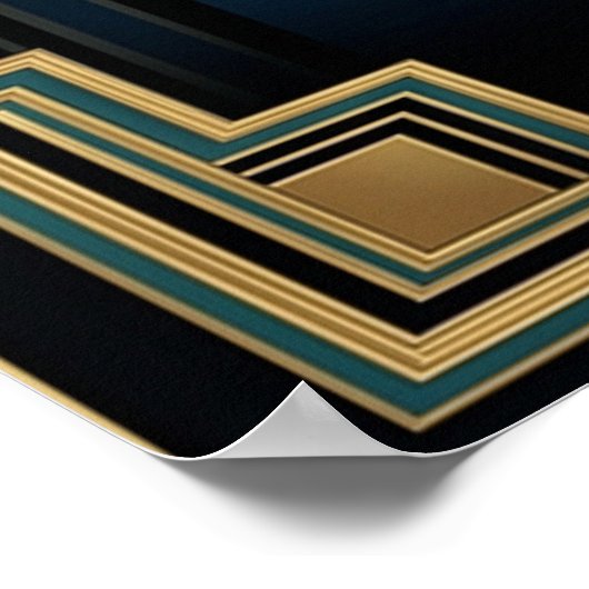 Elegant Art Deco Maple Tree Silhouette Gold ポスター (角)