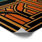 Elegant Art Deco Maple Tree Silhouette Gold Teal ポスター (角)