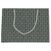 Elegant Art Deco Pattern Arches Navy Gold Chic ラージペーパーバッグ (正面)