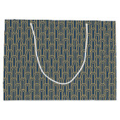 Elegant Art Deco Pattern Arches Navy Gold Chic ラージペーパーバッグ (裏面)