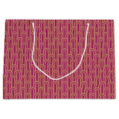 Elegant Art Deco Pattern Arches Pink Gold Chic ラージペーパーバッグ (正面)