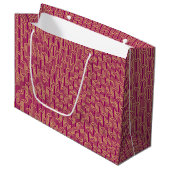 Elegant Art Deco Pattern Arches Pink Gold Chic ラージペーパーバッグ (正面アングル)