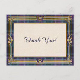 Elegant Art Deco Plaid Thank You ポストカード
