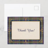 Elegant Art Deco Plaid Thank You ポストカード (正面/裏面)