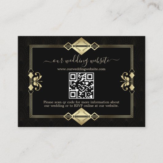 Elegant Art Deco QR Code for 1920s-Style Vegas Cas エンクロージャーカード (正面)