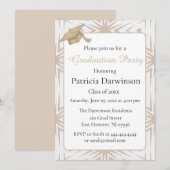 Elegant Art Deco Tan and White Graduation Party  招待状 (正面/裏面)