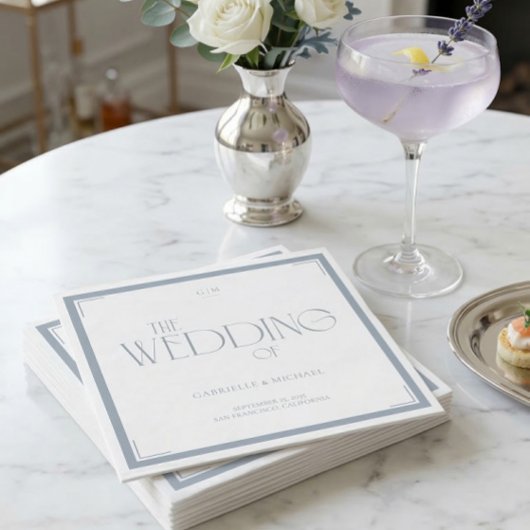 Elegant Art Deco Wedding Dusty Blue  スタンダードランチョンナプキン