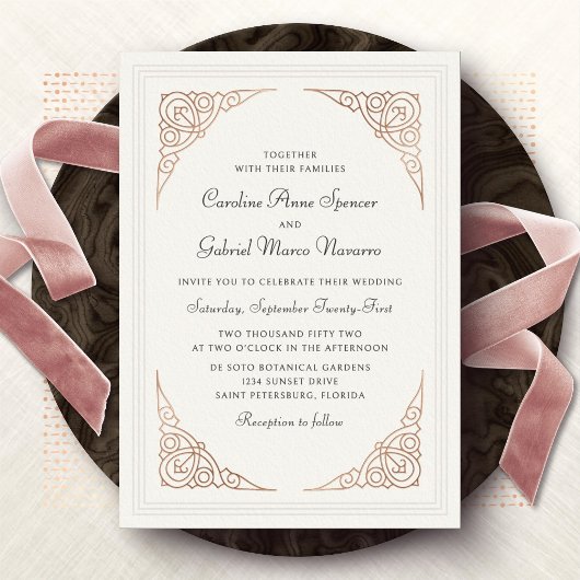 Elegant Art Deco Wedding Foil Invitation 箔招待状