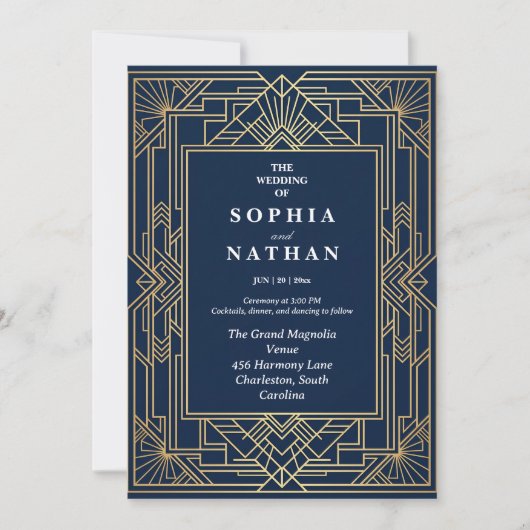 Elegant Art Deco Wedding Invitation 招待状 (正面)