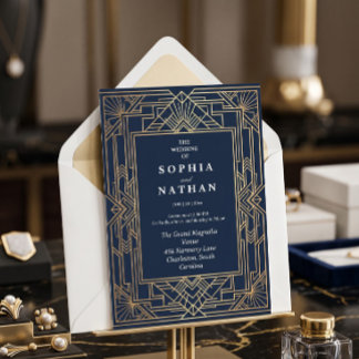 Elegant Art Deco Wedding Invitation 招待状