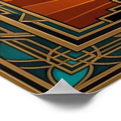 Elegant Art Deco Willow Tree Sunset Gold ポスター (角)