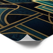 Elegant Art Deco Woman Tree Silhouette Black Gold ポスター (角)