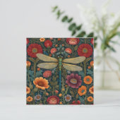 Elegant art nouveau Autumn floral Dragonfly カード (スタンド正面)