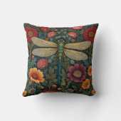 Elegant art nouveau Autumn floral Dragonfly クッション (裏面)
