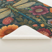 Elegant art nouveau Autumn floral Dragonfly シェルパブランケット (3/4)