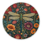 Elegant art nouveau Autumn floral Dragonfly セラミックノブ (正面)