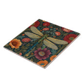 Elegant art nouveau Autumn floral Dragonfly タイル (側面)