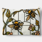 Elegant art nouveau botanical  bee stain glass アクセサリーポーチ (裏面)