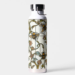 Elegant art nouveau botanical  bee stain glass ウォーターボトル