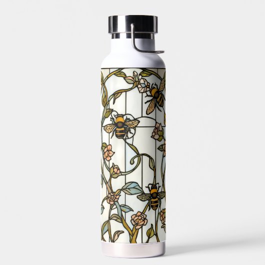 Elegant art nouveau botanical  bee stain glass ウォーターボトル (左面)