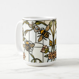 Elegant art nouveau botanical  bee stain glass コーヒーマグカップ