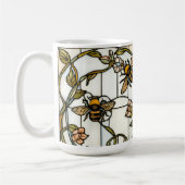 Elegant art nouveau botanical  bee stain glass コーヒーマグカップ (左)