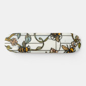 Elegant art nouveau botanical  bee stain glass スケートボード (横)
