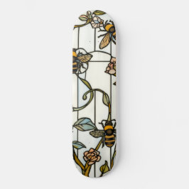 Elegant art nouveau botanical  bee stain glass スケートボード