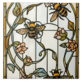 Elegant art nouveau botanical  bee stain glass タイル (正面)