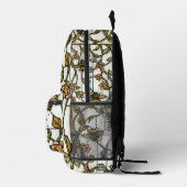 Elegant art nouveau botanical bee stain glass プリントバックパック (右)