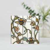 Elegant art nouveau botanical  bee stain glass 招待状 (スタンド正面)
