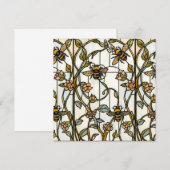 Elegant art nouveau botanical  bee stain glass 招待状 (正面/裏面)