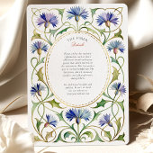 Elegant Art Nouveau Cornflower Gold Wedding 招待状