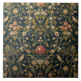 Elegant Art Nouveau Floral Bird Vintage Botanical タイル